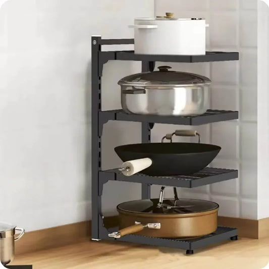 Adjustable Multi-Layer Kitchen Storage Rack – Sink & Stovetop Organizer for Pots and Cookware