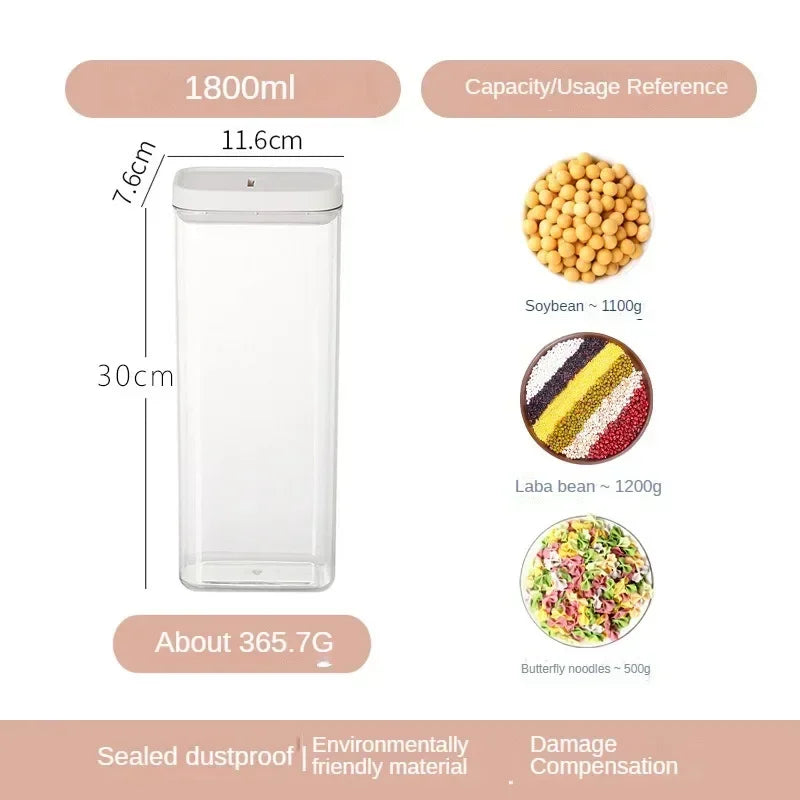 Clear Airtight Food Storage Jar – BPA-Free Plastic Container for Snacks, Cereal & Beans