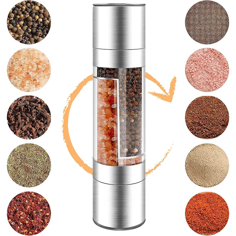 2-in-1 Stainless Steel Salt & Pepper Grinder – Adjustable Manual Spice Mill