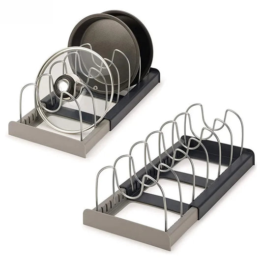 Expandable Stainless Steel Kitchen Organizer – Pot, Pan & Cutting Board Rack