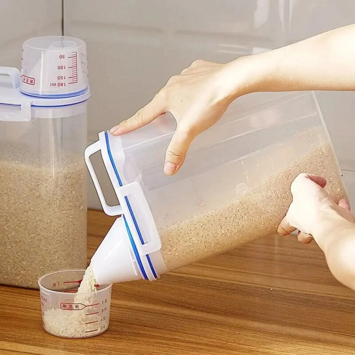 Rice & Grains Storage Canister with Measuring Cup – Moisture & Insect Proof