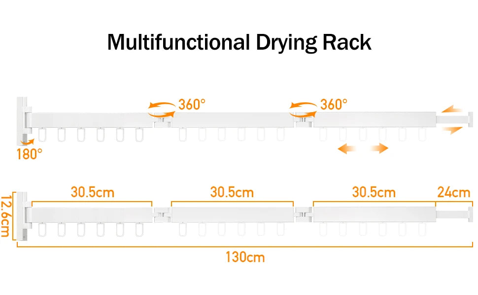 Retractable Wall-Mounted Drying Rack – Foldable Aluminum Clothes Hanger for Indoor Laundry