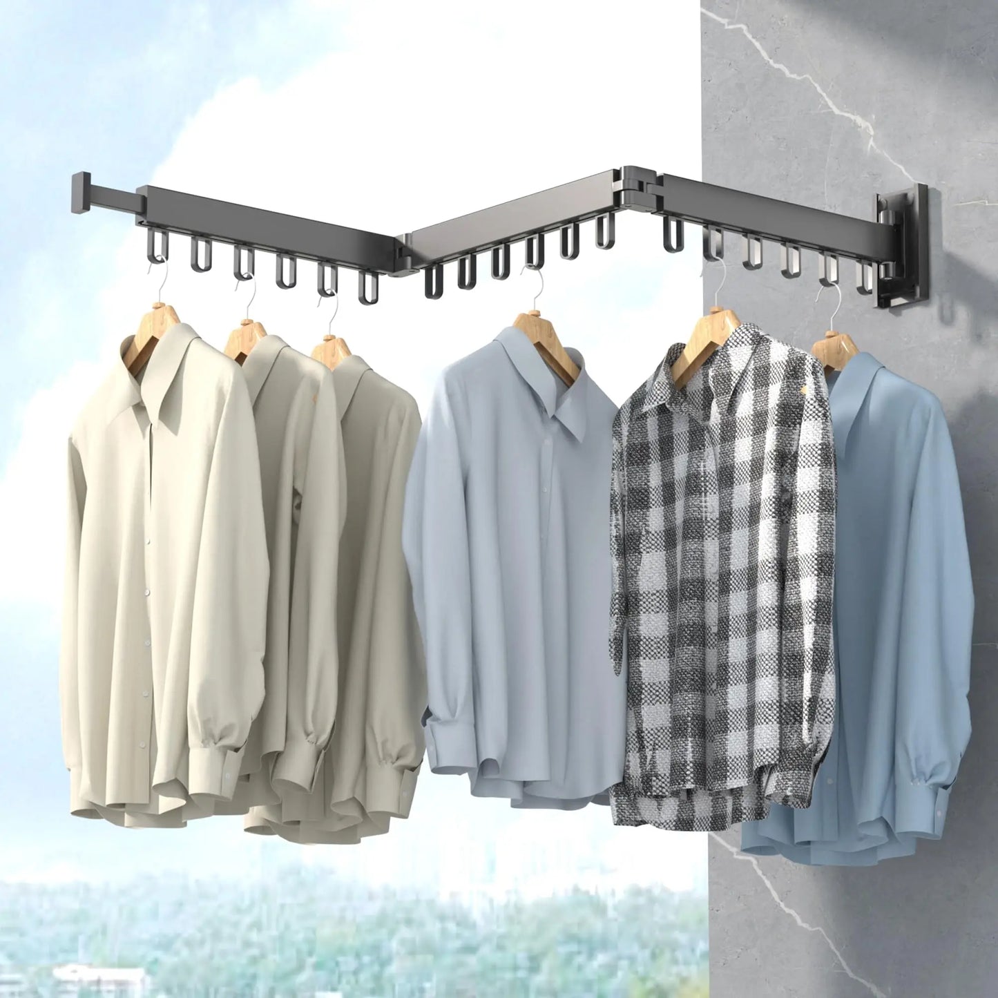 Retractable Wall-Mounted Drying Rack – Foldable Aluminum Clothes Hanger for Indoor Laundry