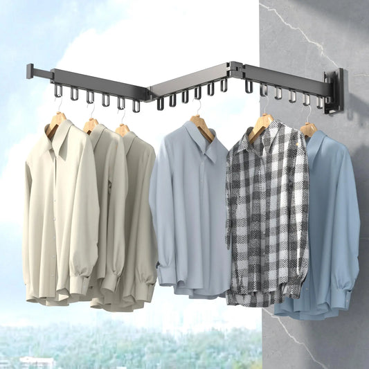 Retractable Wall-Mounted Drying Rack – Foldable Aluminum Clothes Hanger for Indoor Laundry