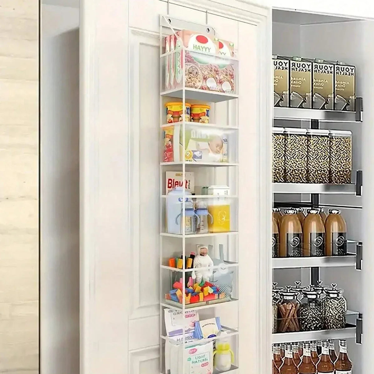 Over-the-Door Hanging Organizer – Foldable Clear Storage for Closet or Bathroom