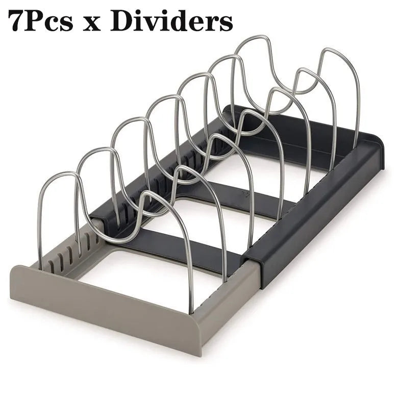 Expandable Stainless Steel Kitchen Organizer – Pot, Pan & Cutting Board Rack