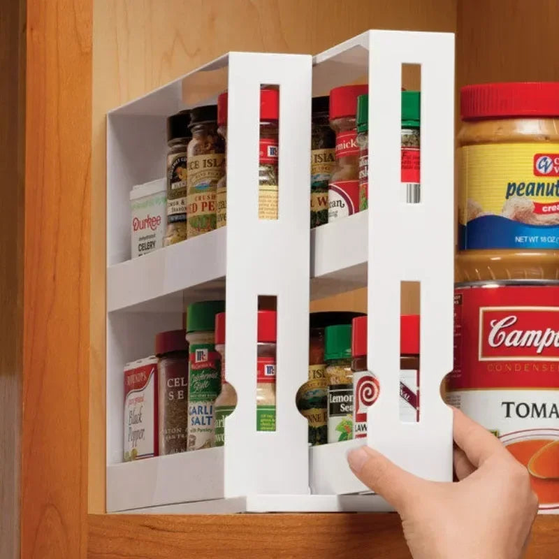 Multi-Function 2-Tier Spice Storage Rack – Adjustable Kitchen & Bathroom Organizer