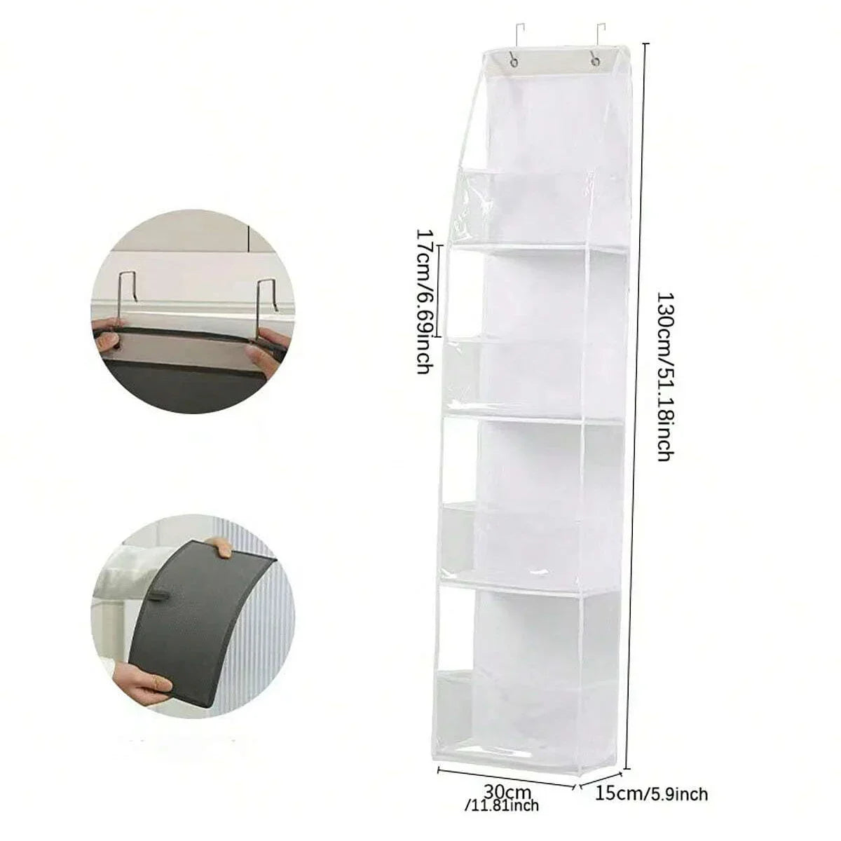 Over-the-Door Hanging Organizer – Foldable Clear Storage for Closet or Bathroom