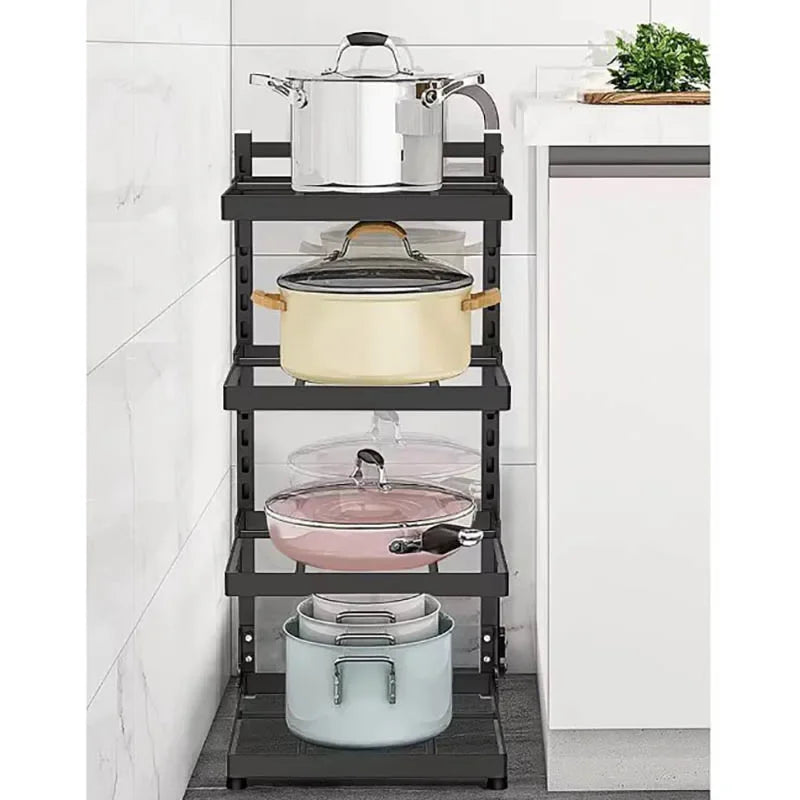 Adjustable Multi-Layer Kitchen Storage Rack – Sink & Stovetop Organizer for Pots and Cookware