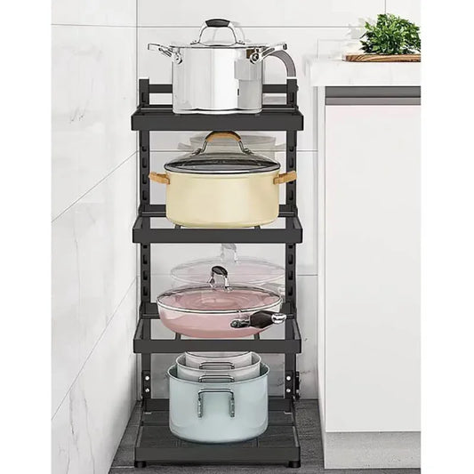 Adjustable Multi-Layer Kitchen Storage Rack – Sink & Stovetop Organizer for Pots and Cookware