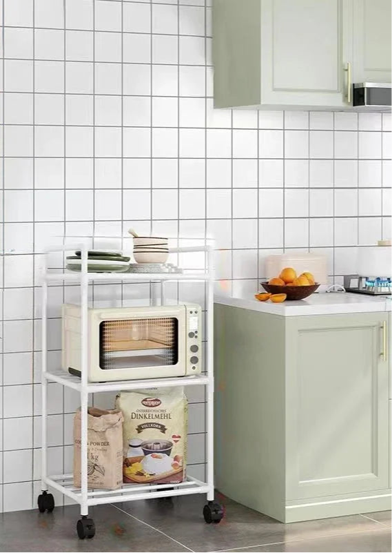Multi-Layer Rolling Kitchen Storage Rack – Microwave & Pot Organizer