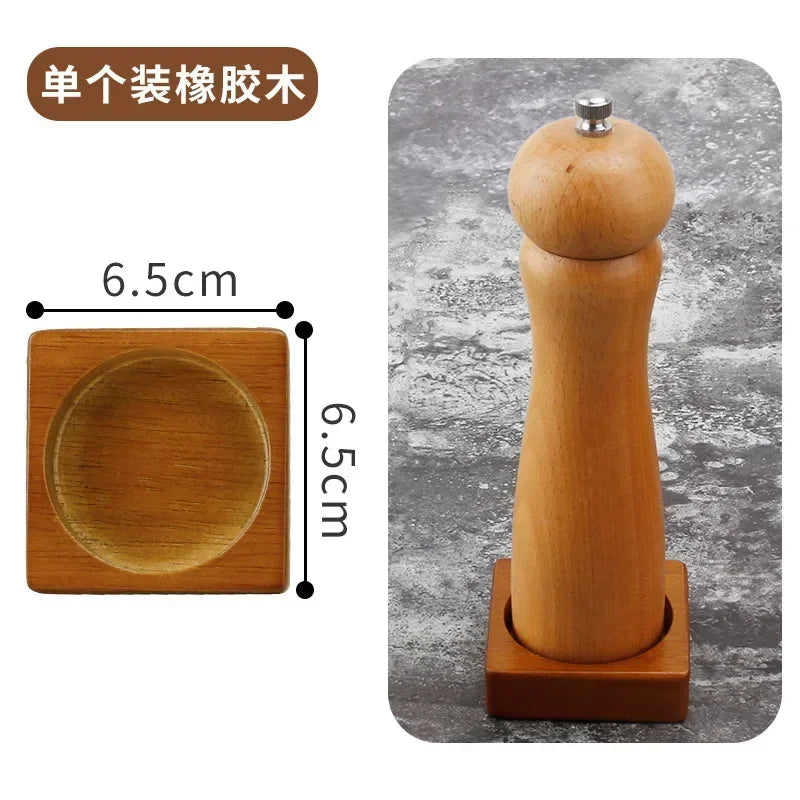 Bamboo Pepper Mill Tray – Wooden Salt & Pepper Shaker Stand with Raised Edge