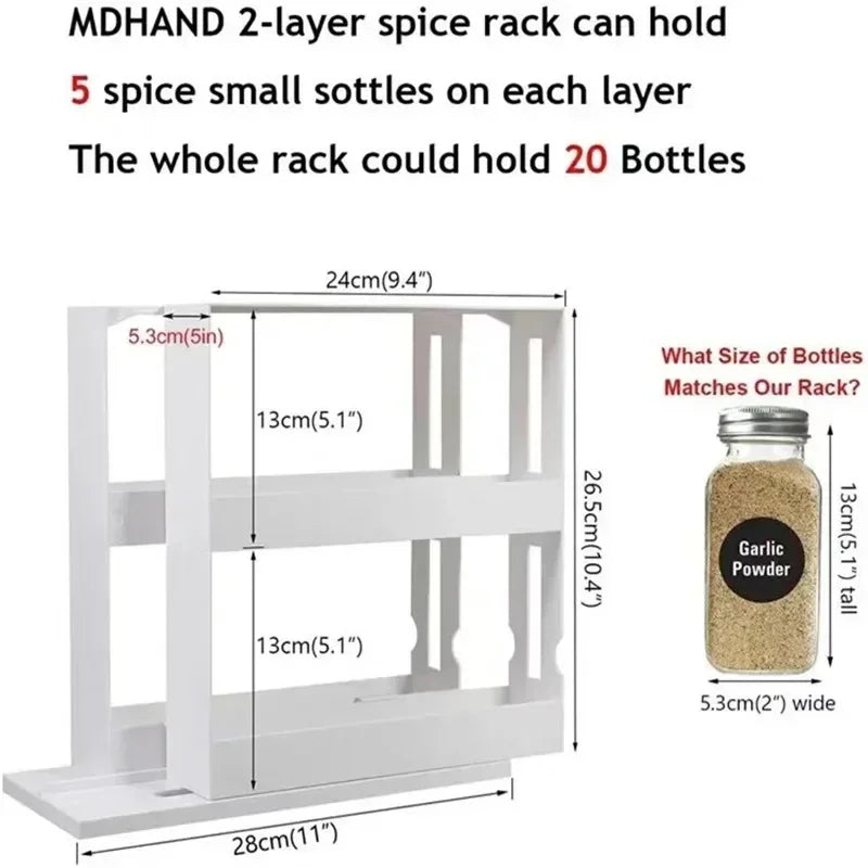 Multi-Function 2-Tier Spice Storage Rack – Adjustable Kitchen & Bathroom Organizer