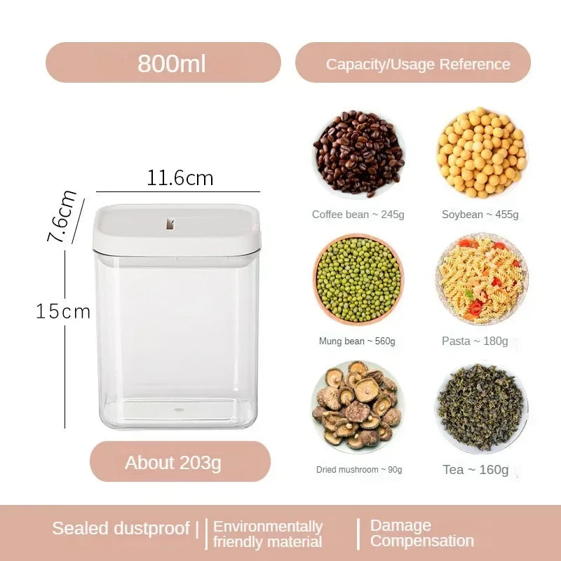 Clear Airtight Food Storage Jar – BPA-Free Plastic Container for Snacks, Cereal & Beans