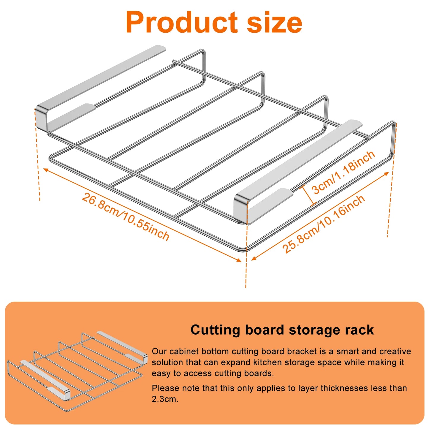 Under-Cabinet Cutting Board & Lid Organizer – Hanging Stainless Steel Kitchen Storage Rack