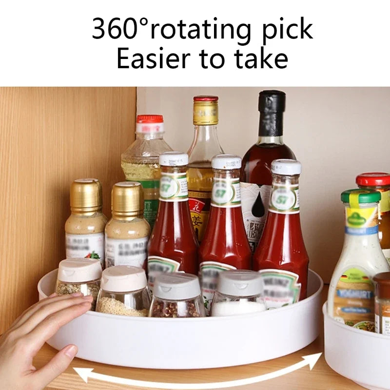 360° Rotating Cabinet Organizer – Non-Slip Kitchen & Bathroom Turntable