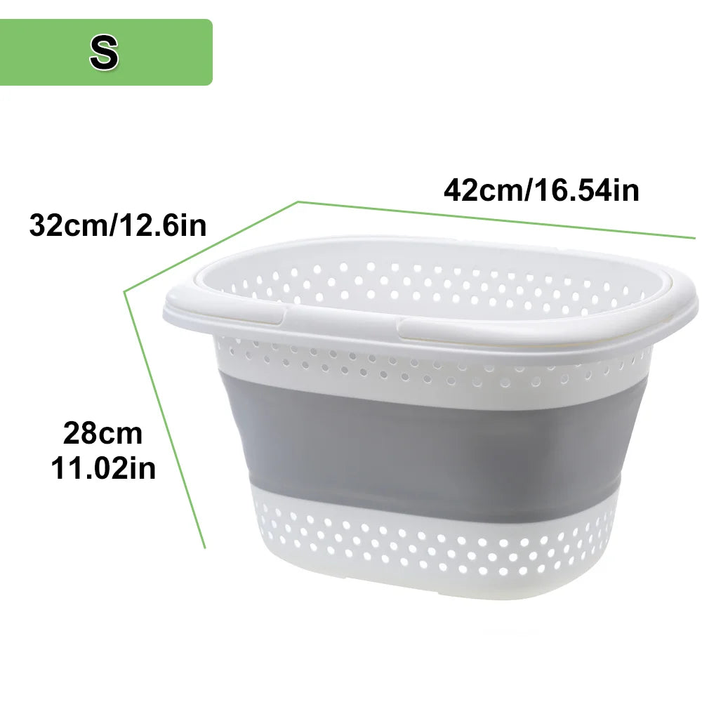 Collapsible Laundry Basket with Handle – Foldable Bathroom & Laundry Organizer