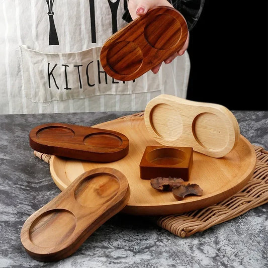 Bamboo Pepper Mill Tray – Wooden Salt & Pepper Shaker Stand with Raised Edge