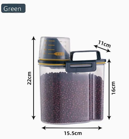 Rice & Grains Storage Canister with Measuring Cup – Moisture & Insect Proof