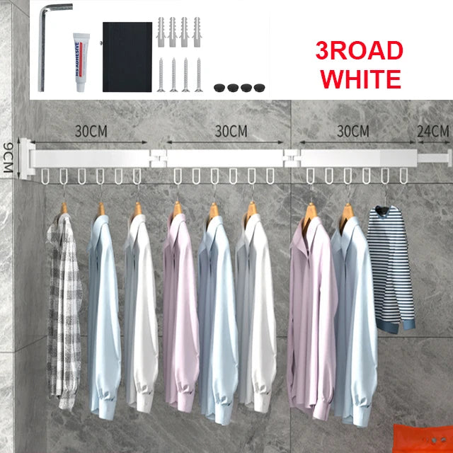 Retractable Wall-Mounted Drying Rack – Foldable Aluminum Clothes Hanger for Indoor Laundry