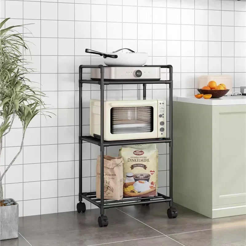 Multi-Layer Rolling Kitchen Storage Rack – Microwave & Pot Organizer